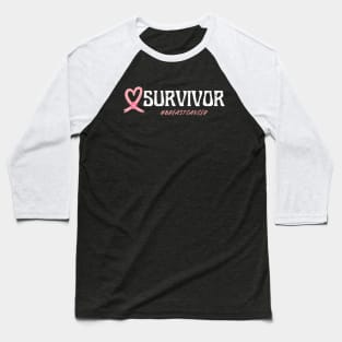 Heart Shape Pink Ribbon Breast Cancer Survivor Baseball T-Shirt